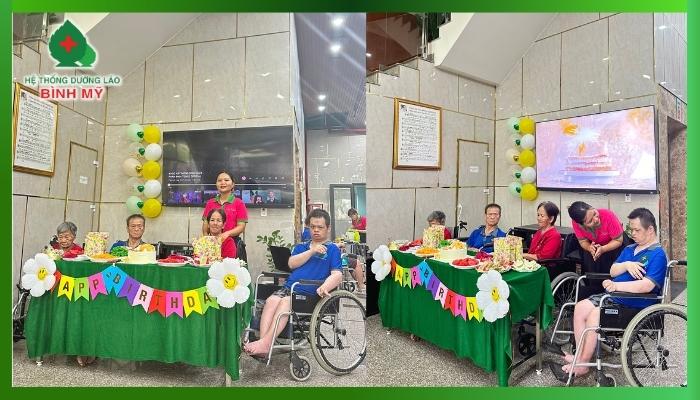 tổ chức sinh nhật cho các cụ có sinh nhật vào tháng 8 tại cơ sở Nguyễn Tuân